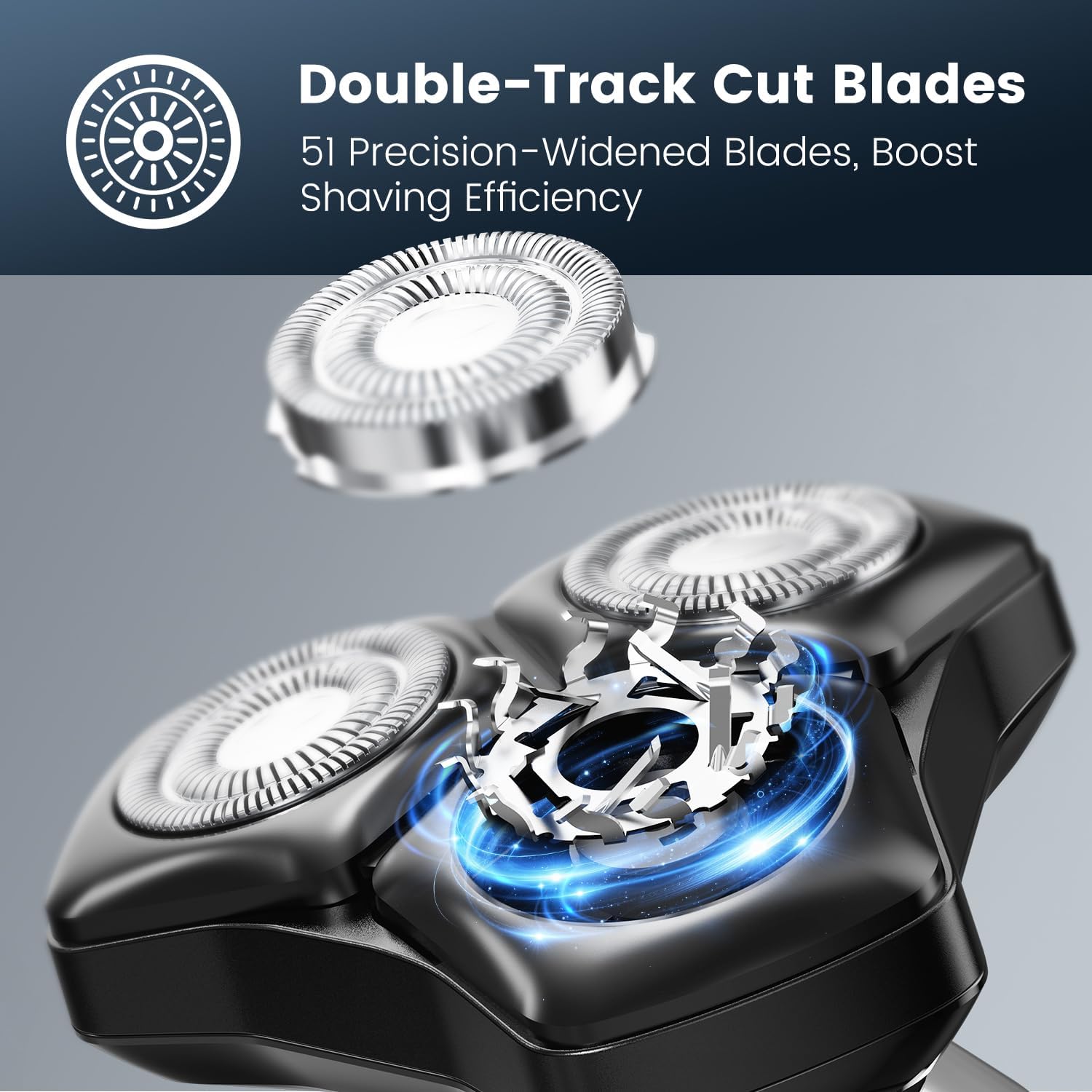 Electric Shaver Razor for Men: Wet/Dry Rotary Shaver with Upgraded Curved Razor Foil, Gentle on Sensitive Skin, 3-in-1 Cordless Shaver for Beard/Nose/Sideburns