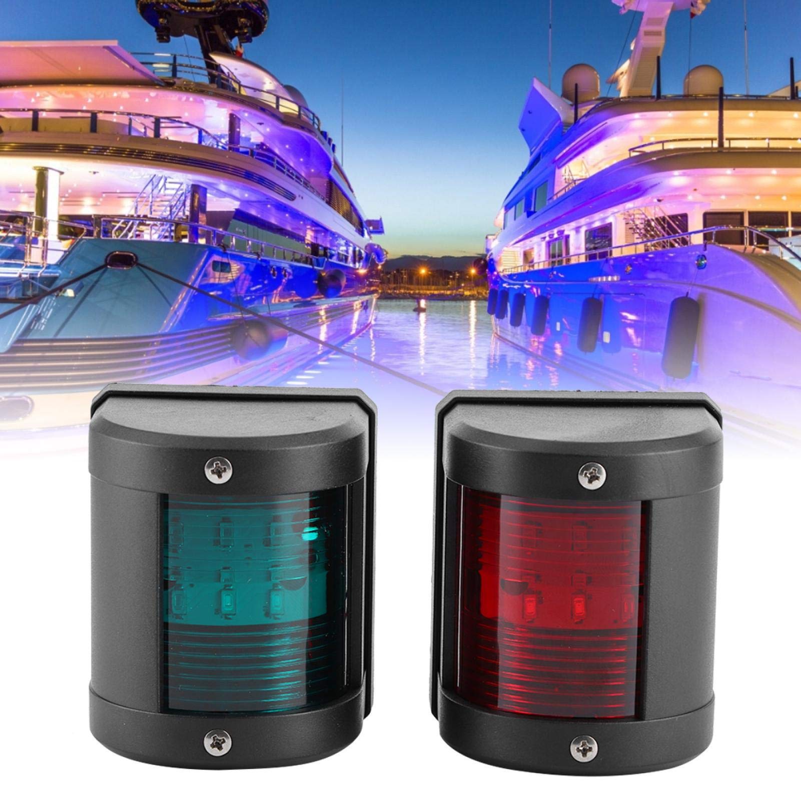 Terisass Marino LED luces de navegación de barco,Lámpara de navegación marina resistente al agua Luces de de barco con LED rojo y verde para el yate marino de barco 5W 12V/24V luz de señalización