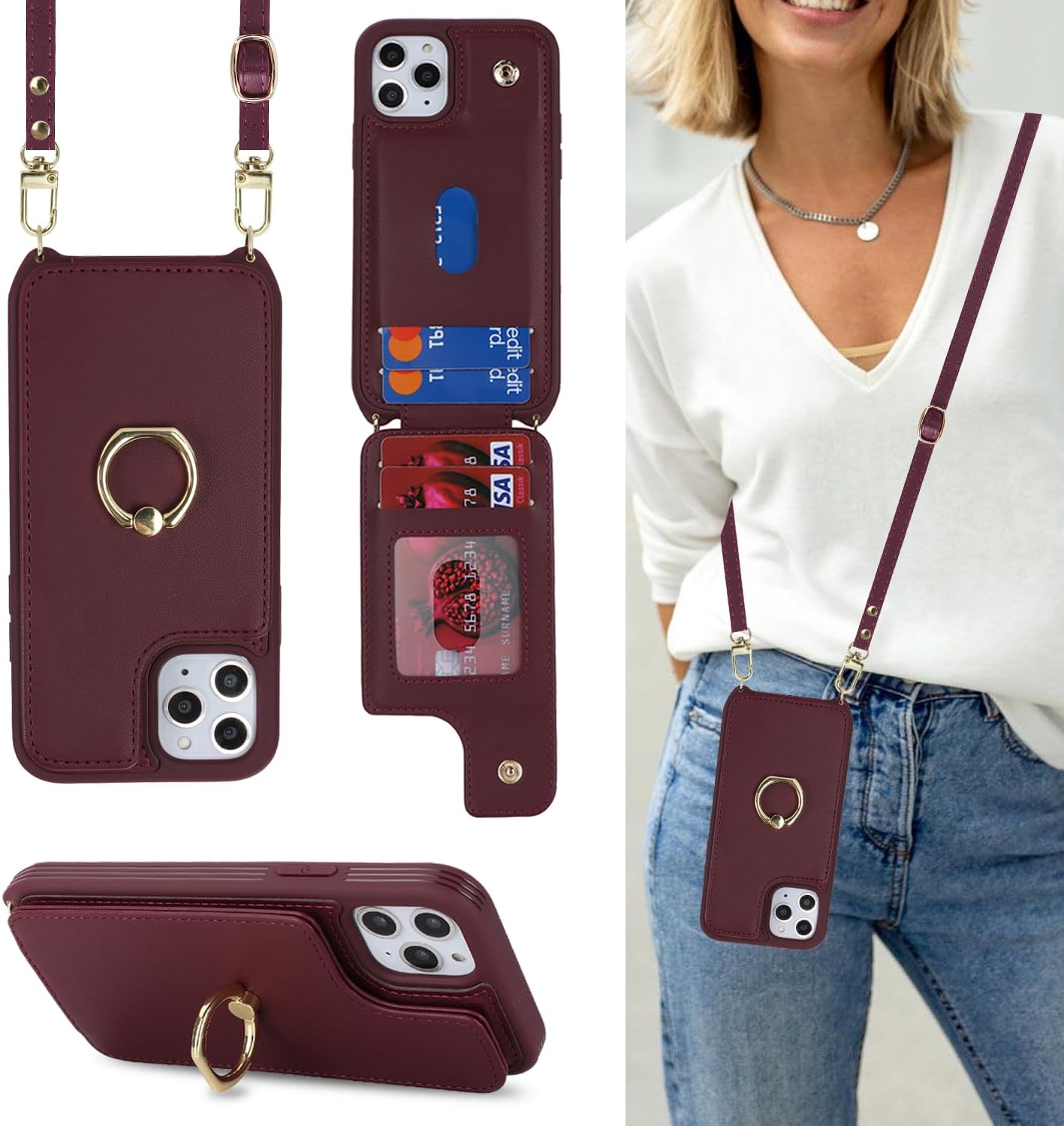 Étui Antichoc En Cuir Magnétique Pour Honor Magic5 Pro, Violet