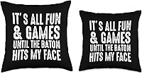 Vista 3 de Funny Baton Dancer Twirling Majorette Gift Idea Twirling-Fun and Games Till Baton Hits My Face - Almohada de 16 x 16 pulgadas, multicolor
