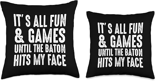 Miniatura 3 de Funny Baton Dancer Twirling Majorette Gift Idea Twirling-Fun and Games Till Baton Hits My Face - Almohada de 16 x 16 pulgadas, multicolor