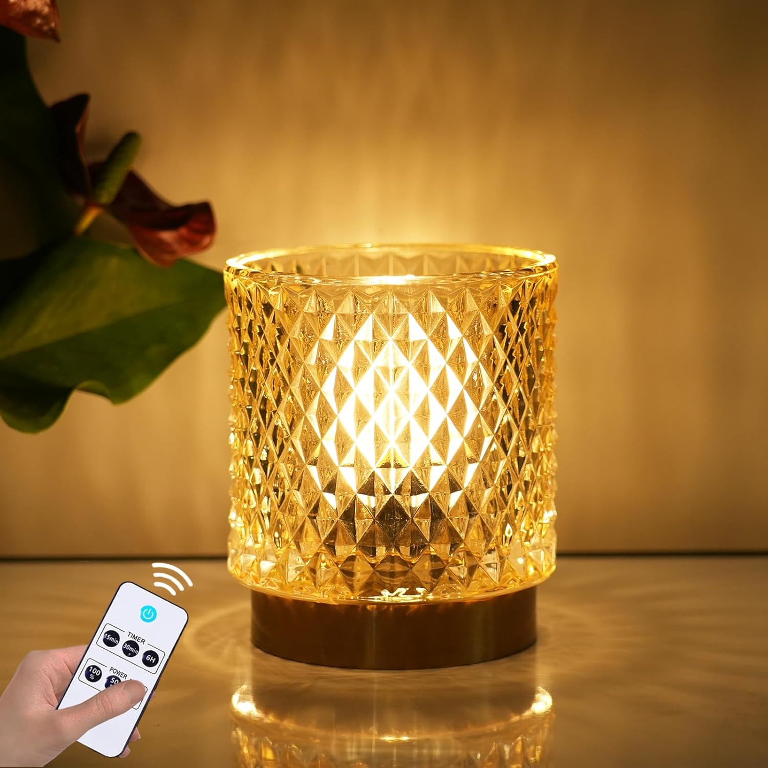 Battery Operated Lamp - Stylish Small Lamps Decorative with Timer & 3 Light Modes, No Plug in Lamps Cordless Battery Table Lamps for Bedroom/Bathroom/Fireplace(with Remote Control)