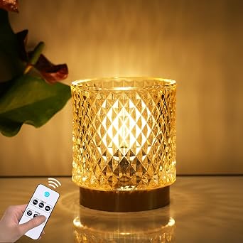 Battery Operated Lamp - Stylish Small Lamps Decorative with Timer & 3 Light Modes, No Plug in Lamps Cordless Battery Table Lamps for Bedroom/Bathroom/Fireplacewith Remote Control