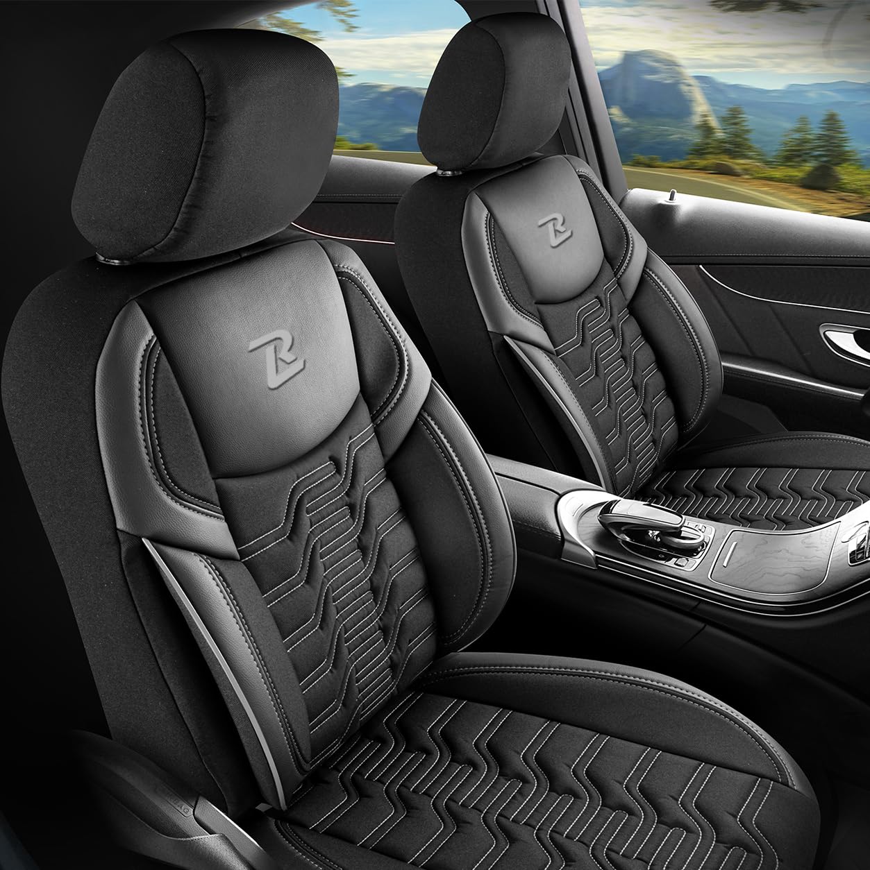 LUCARO Coprisedile Auto per Universale Berlin, Nero-Grigio | Coprisedili e protezioni, accessorio ideale per l'auto - protegge i sedili originali della tua auto