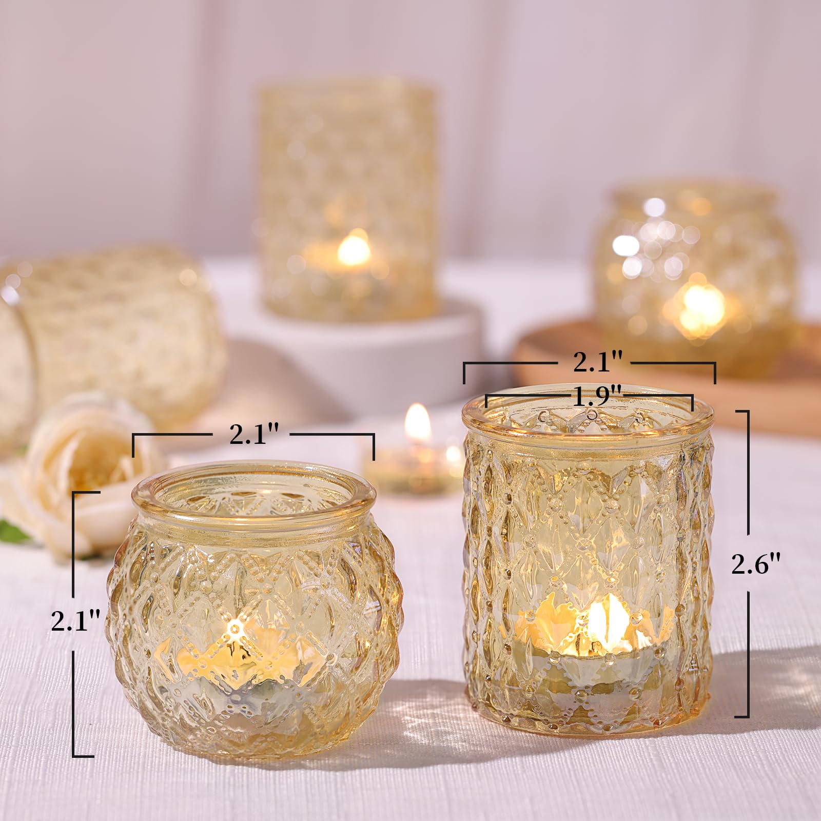 NITIME Lot de 12 photophores dorés assortis bougeoirs mariage décoration fête
