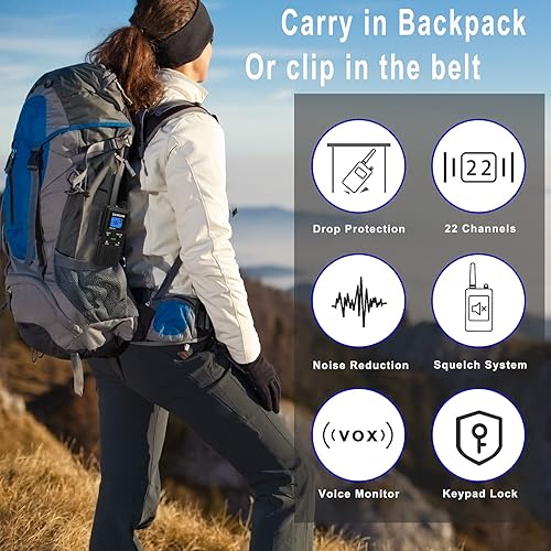 Miniatura 6 de SAMCOM Paquete de 4 radios bidireccionales de largo alcance recargables Walkie-Talkies para adultos 1250mAh, radios de 2 vías Walkie Talkies con