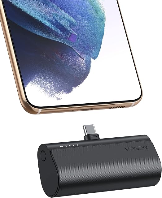 VEGER 5000mAh Mini Power Bank,20W Fast Charging Portable Charger USB C Battery Pack Compatible with USB C Phones Samsung Huawei Pixel and More,Black
