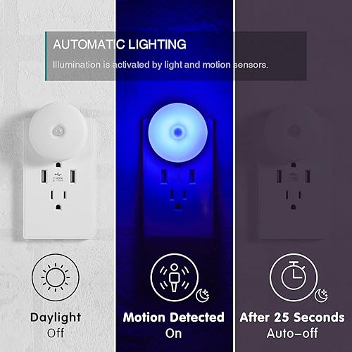 Miniatura 10 de myCozyLite Luz nocturna roja con sensor de movimiento, luz roja para dormir, luces nocturnas enchufables a la pared, encendido y apagado automático,