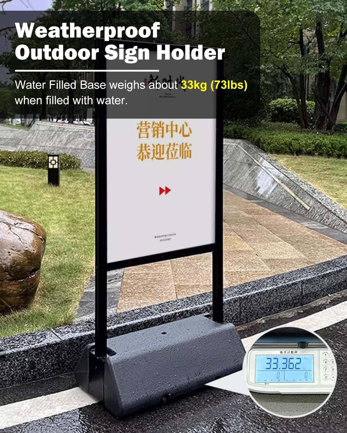 Porte-Affiche Sur Pied, 147 X 36 X 63,5 Cm, Double Face, Avec Socle, En Aluminium, Pour Affichage Publicitaire En Extérieur Et En Intérieur.