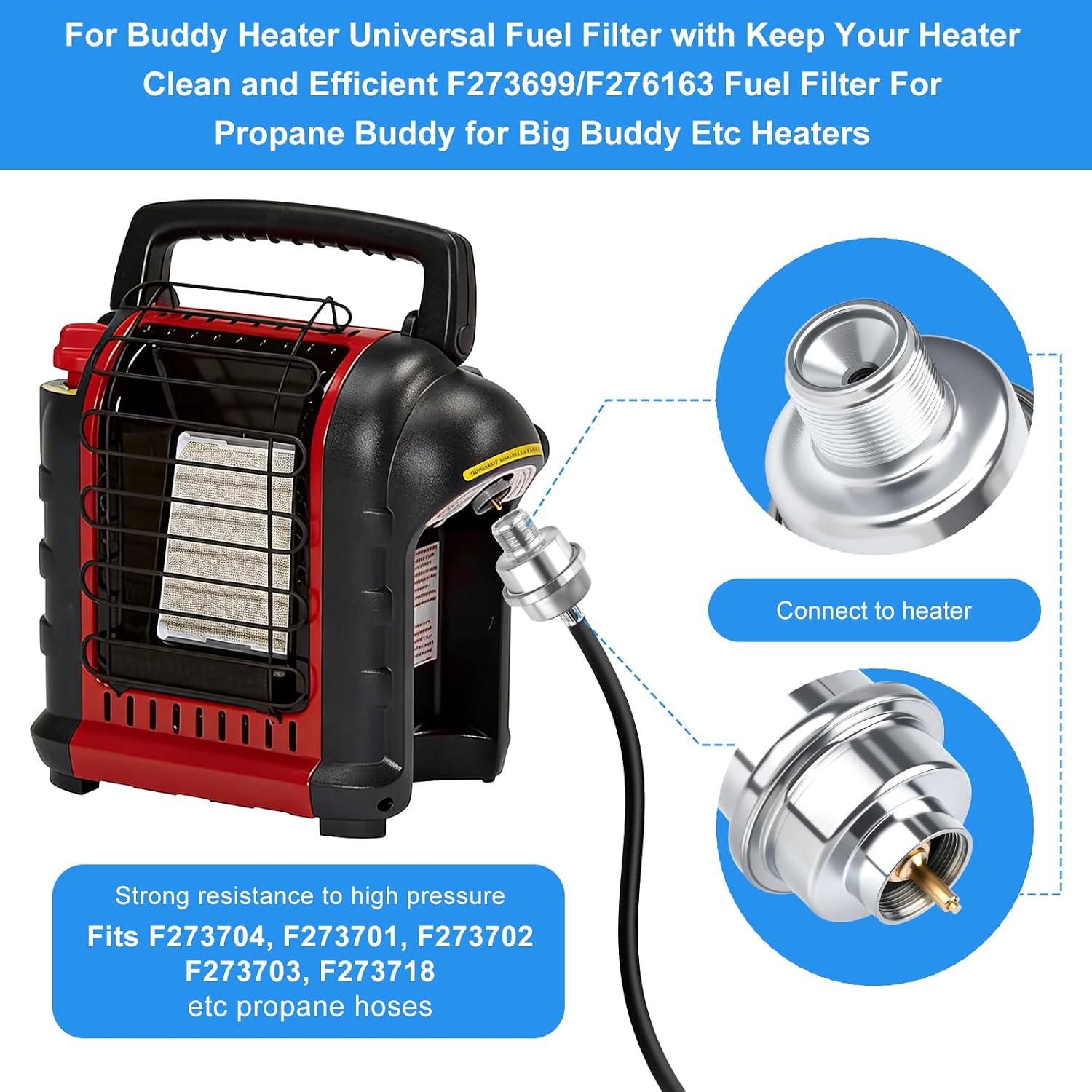 2 Pcs F273699 Propane Fuel Filter for Buddy Heater, Big Buddy, Tough Buddy Portable Heaters, Replaces F276163 Fuel Filter Fits for F273704 F273701 F273702 F273703 F273718 Propane Hoses