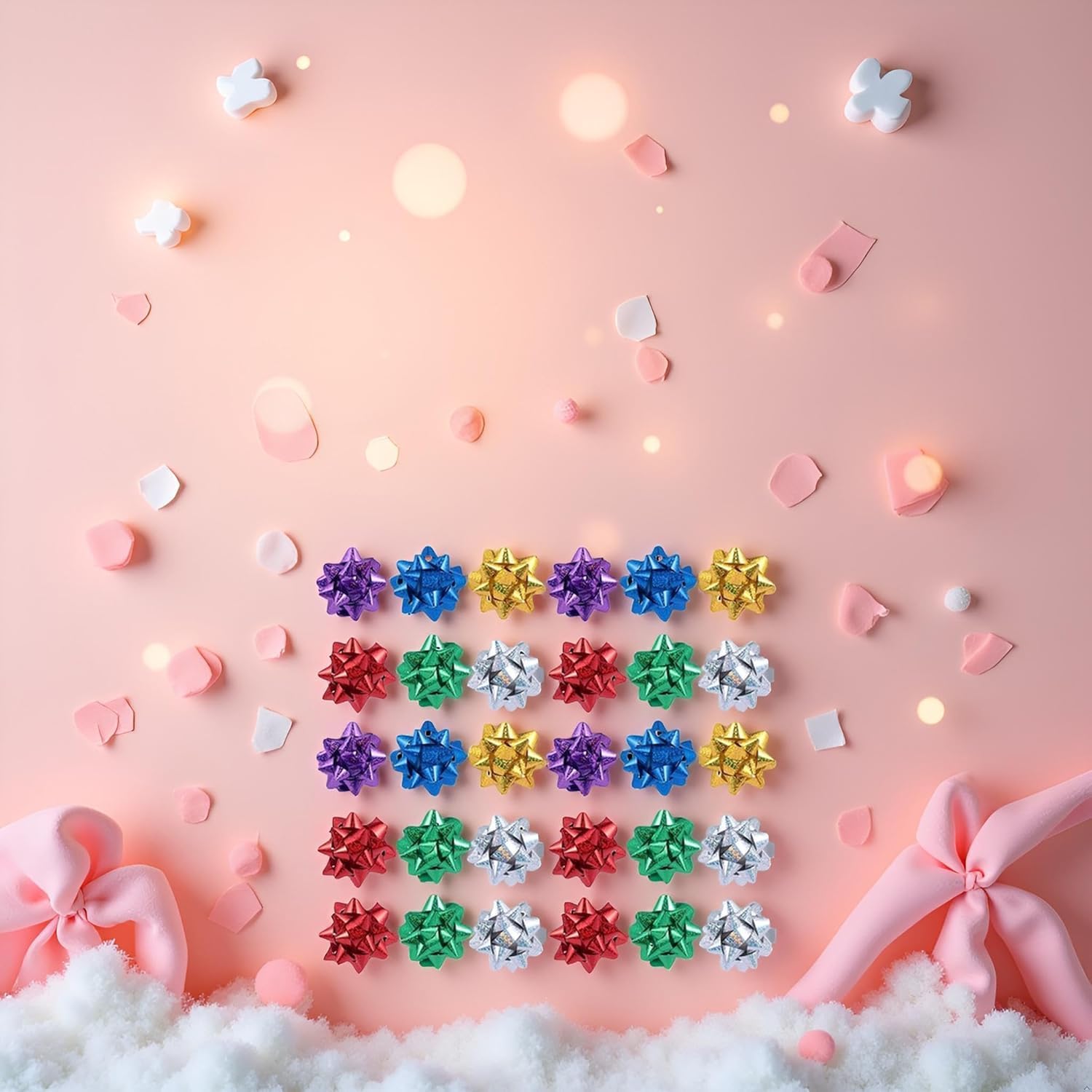 50 Pcs Colorful 1 Inch Gift Bows Christmas Bows Metallic Star Bows Party Gifts Wrapping Bows Adhesive Holiday Presents Bows for Valentine's Day, Gift Wrapping Supplies, Gift Wrap Bows - Image 7