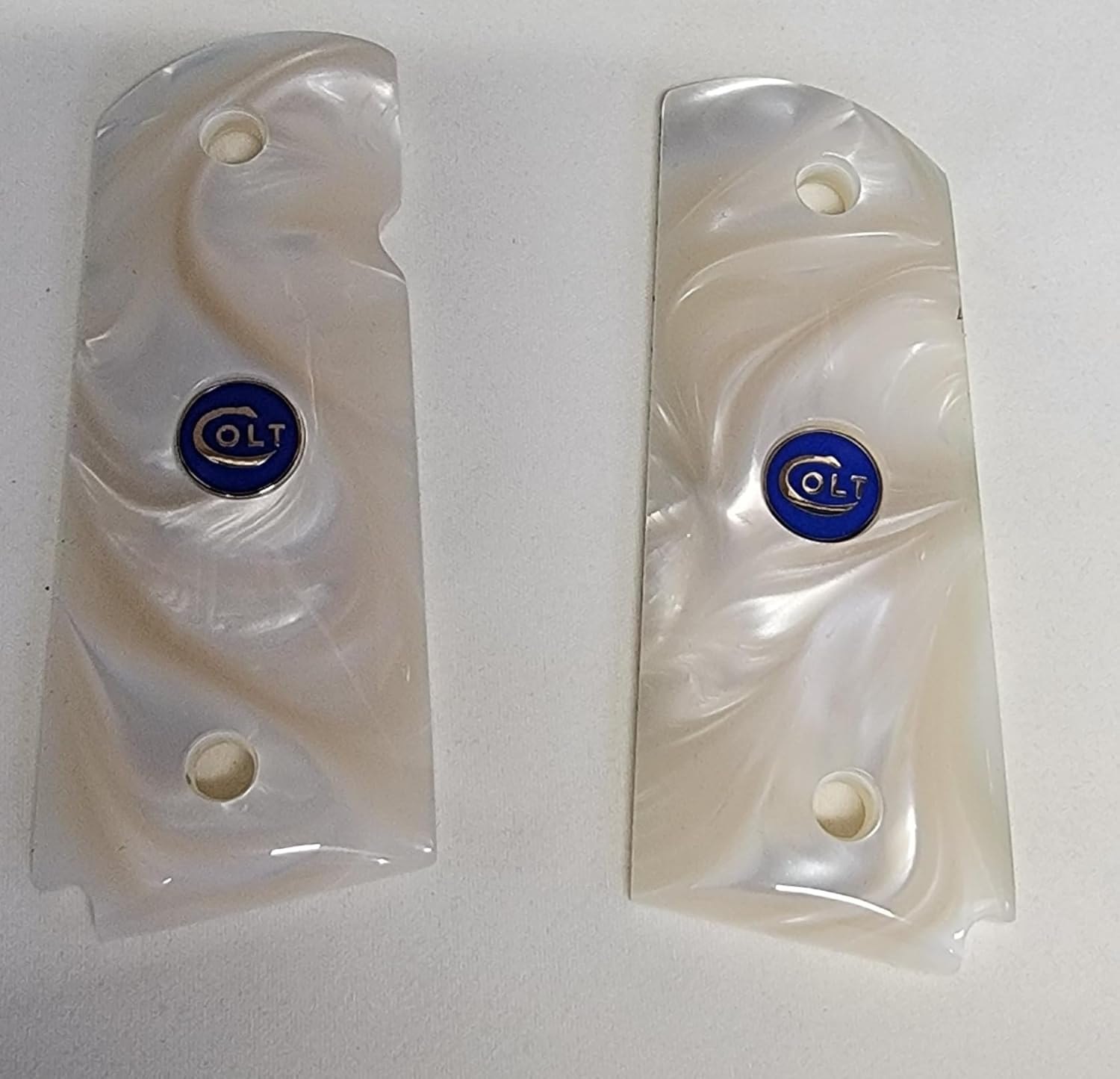Colt 1911 Officer Grips – White Pearl 1911 Grips with Medallions – Compact/Officer Model Accessories