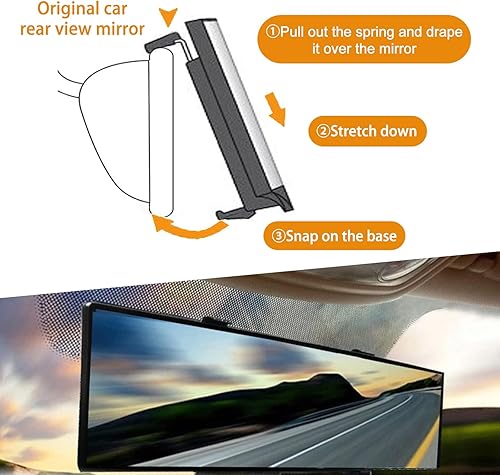 Miniatura 6 de Espejo retrovisor para automóvil, retrovisor panorámico interior de 11.4 pulgadas, espejo retrovisor auxiliar panorámico con clip, superficie