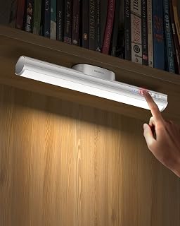 Rocoren Wireless Under Cabinet Lights, Magnetic Closet Light, 5W Desk Lamp with Button Control, Dimmable, Adjustable Color Temperature/Brightness, Rechargeable USB-C Powered Kitchen Cabinet Lighting