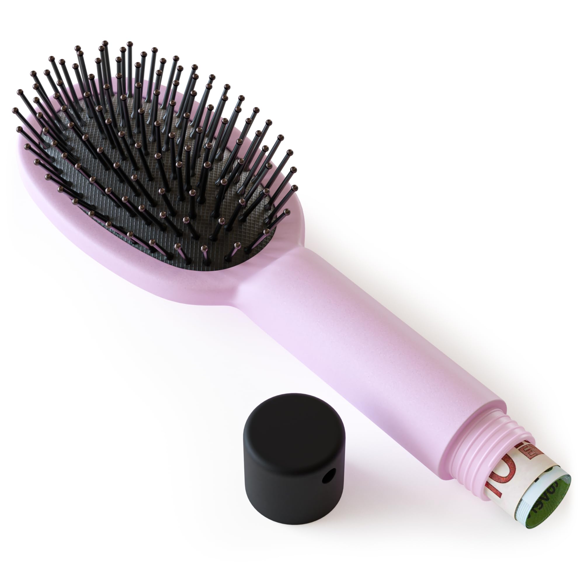 Evergreen Labs Pink Hair Brush With Secret Compartment - Money Hiding, Key Hide, Travel Hair Brush - Discreet Money Box For Valuables - Can Safe - Hidden Safe - Beach Safe