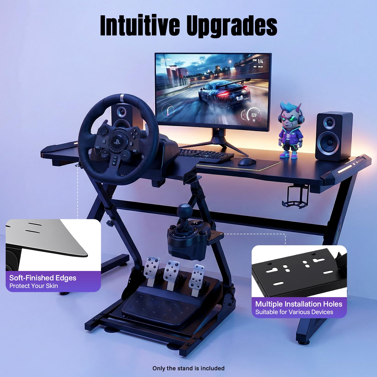 MEHOOSPVN Lenkradständer Verstellbarer & Faltbarer Simulatorständer für Lenkrad Gaming Wheel Stand Racing für Logitech G29 G27 G920 G923, Thrustmaster T300RS T300GT T248 TS-PC TSXW Gaming Cockpit