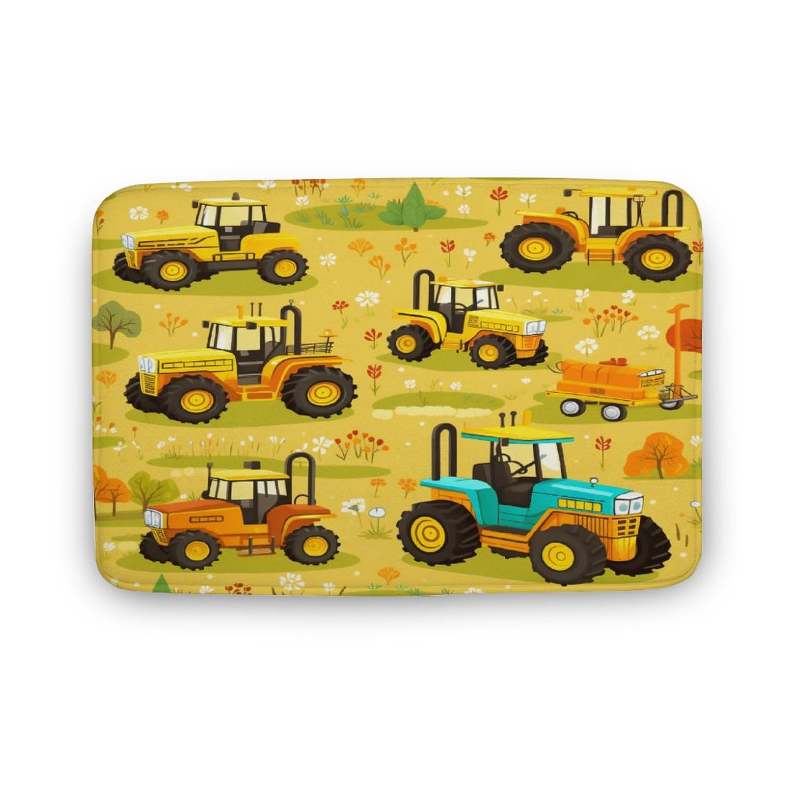 Cartoon Farm Tractor Bathroom Rugs Kids Cartoon Car Carpets Flannel Soft Washable Non Slip Absorbent Shower Carpet for Tub Shower 20