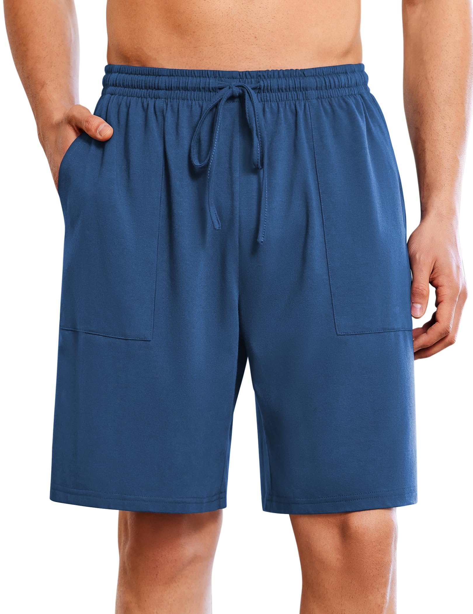 Ekouaer Men's Pajama Shorts Cotton Lounge Sleep Shorts Elastic Waist Sleepwear Pants with Pockets