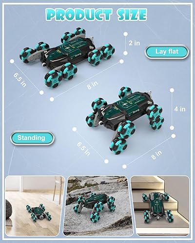 Miniatura 8 de ATHLERIA 8WD Coche de Acrobacias RC con Detección de Gestos para Edades 8-13, Coches de Control Remoto Manual - Rotación de 360 de Doble Cara, Las