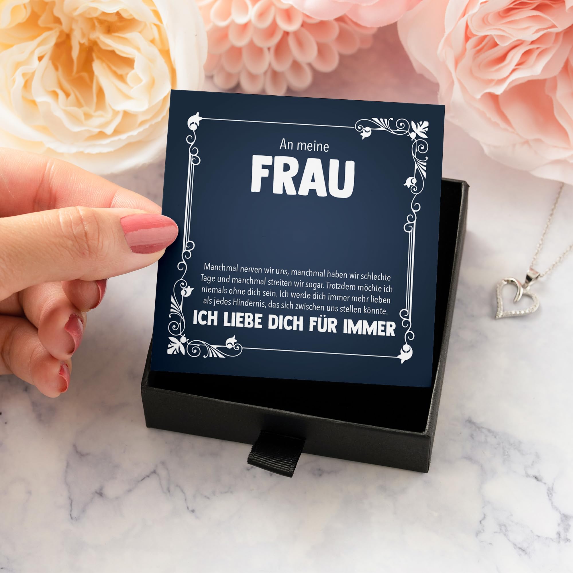 Ehefrau Geschenk Frauen Schmuck Hochzeitstag Valentinstag Geburtstag - Echt Silber 925 Herz Halskette mit Karte