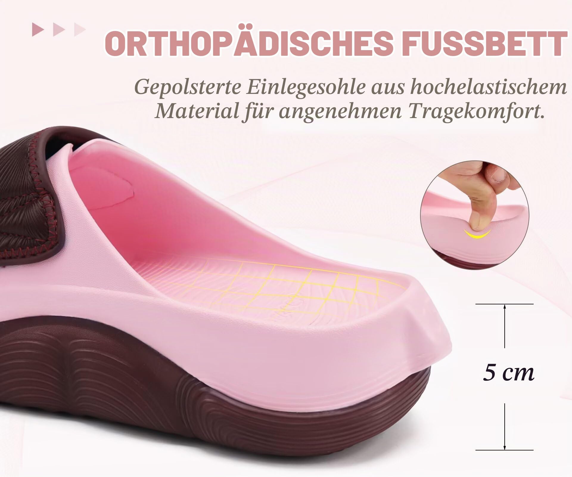 COFACE Orthopädische Sanftschuhe für Damen mit bequemer Fußgewölbestütze–orthopädische Pantoletten für Damen zur Linderung von Plantarfasziitis–offene Zehen-für Damen zum Spazierengehen 36–42