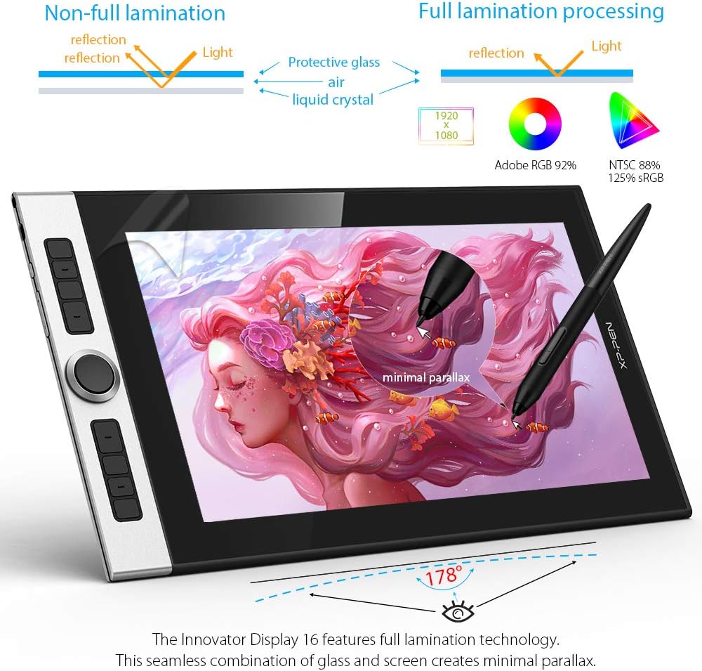 Hоttеѕt Sаlе Drawing Monitor XP-PEN Innovator 16 Full-Laminated 15.6 Inch Pen Display Tilt Supported with 8 Customizable Shortcut Keys