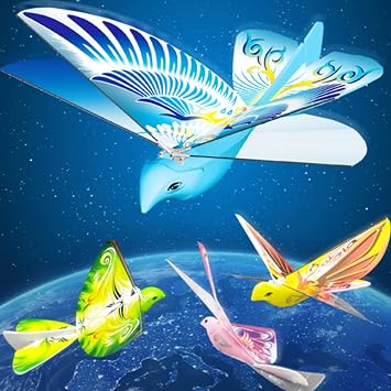 Goolsky RC E-Bird Phoenix Flying Bird Toy, 2.4GHz Remote Control, Flapping Wings, LED Light, Yellow, Unisex, Ages 6+