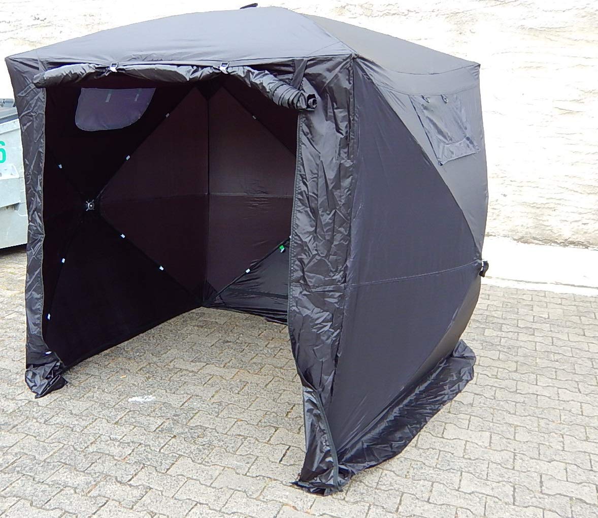 Tente de construction, pliable, étanche, pour montage, chantier de construction et événements, noir, 1,90 x 1,80 x 1,80 m, fabricant allemand depuis plus de 10 ans
