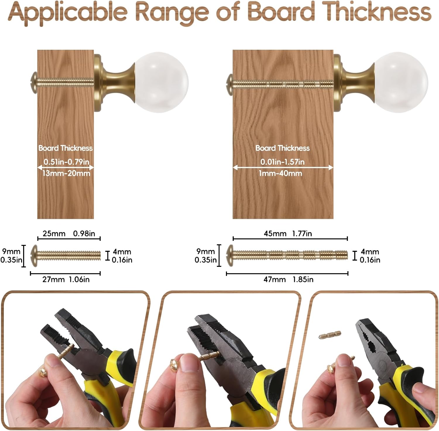 10 Pack Brass Cabinet Knobs and Pulls - Round Cabinet Knobs Head with Copper Base, Vintage Hardware Handles for Dresser Kitchen Closet Cupboard Drawer - White