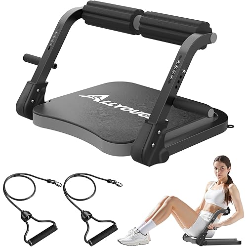 Ab Machine,Sit Up Exercise Equipment& Core Machine, Workout Equipment,Adjustable Ab Trainer with 3 Resistance Levels and Removable Auxiliary Handle,Home Gym Fitness Equipment for All Ages