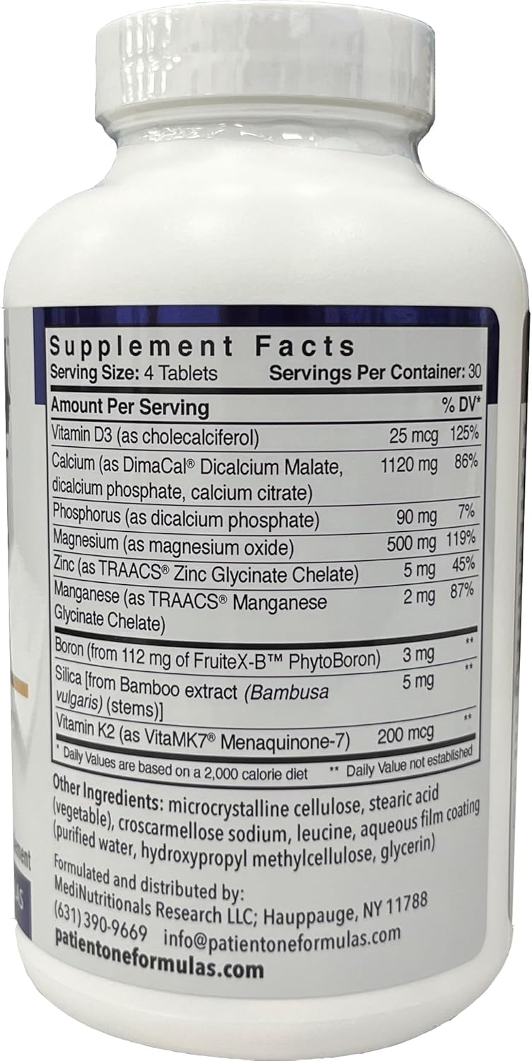 Patient One OsteoOne | Supplement to Support Bone Health and Calcium Absorption* | with Calcium, Vitamins D3 and K2 and More | 120 Tablets