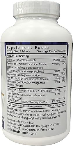 Miniatura 5 de Patient One OsteoOne | Suplemento para apoyar la salud ósea y la absorción de calcio* | Con calcio, vitaminas D3 y K2 y más | 120 tabletas