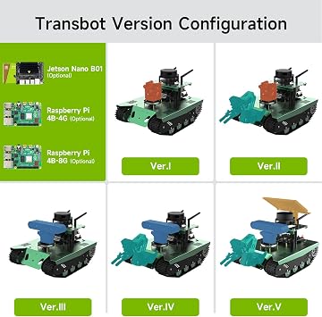 Yahboom Transbot ROS Robot for Raspberry Pi Robotic Arm with Camera Programmable AI Electronic DIY Tank Kit for Teens Adults Open Source CV Astra Pro 3D Camera ROS Education Project Kit
