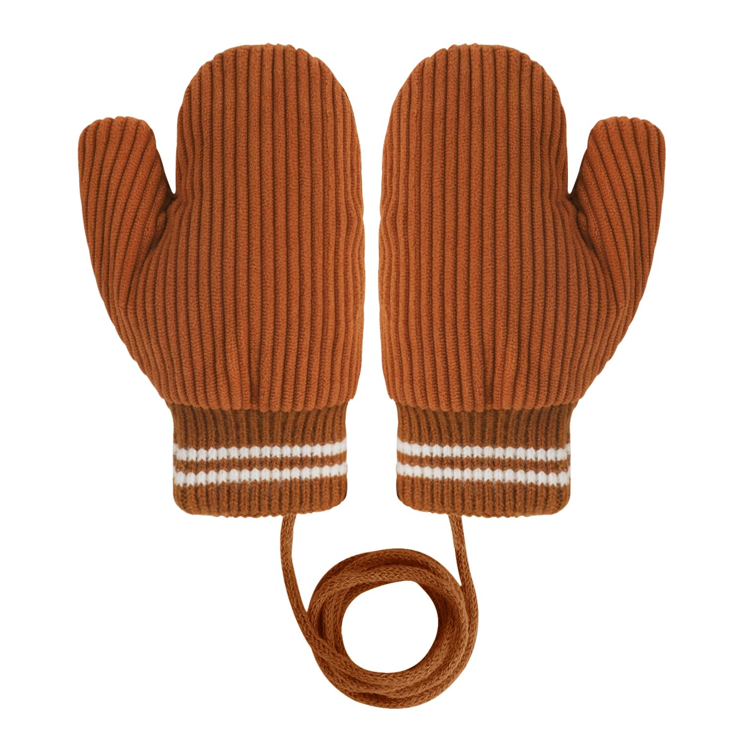 TINAYAUE Baby Toddlers Winter Thermal Gloves Little Kids Crawling Skiing Cycling Gloves for Boys Girls 1-4 Years Knit Mittens (Orange)