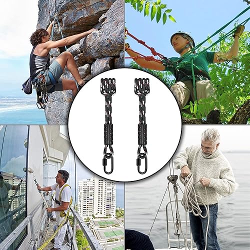 Miniatura 6 de BeneLabel Poseidon Series Prusik - Cuerdas cosidas, seguridad, 19 pulgadas, diámetro 2/5 pulgadas, paquete de 2, color negro Negro -,Azul,Blanco