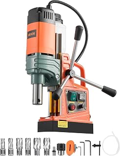 VEVOR Magnetic Drill, 1450W Motor 50 mm Coring Diameter, 13000 N Magnetic Force, Portable Electric Mag Drill Press with 6 Coring Bits, Variable Speed, Drilling Machine for Metal Surface, Industrial