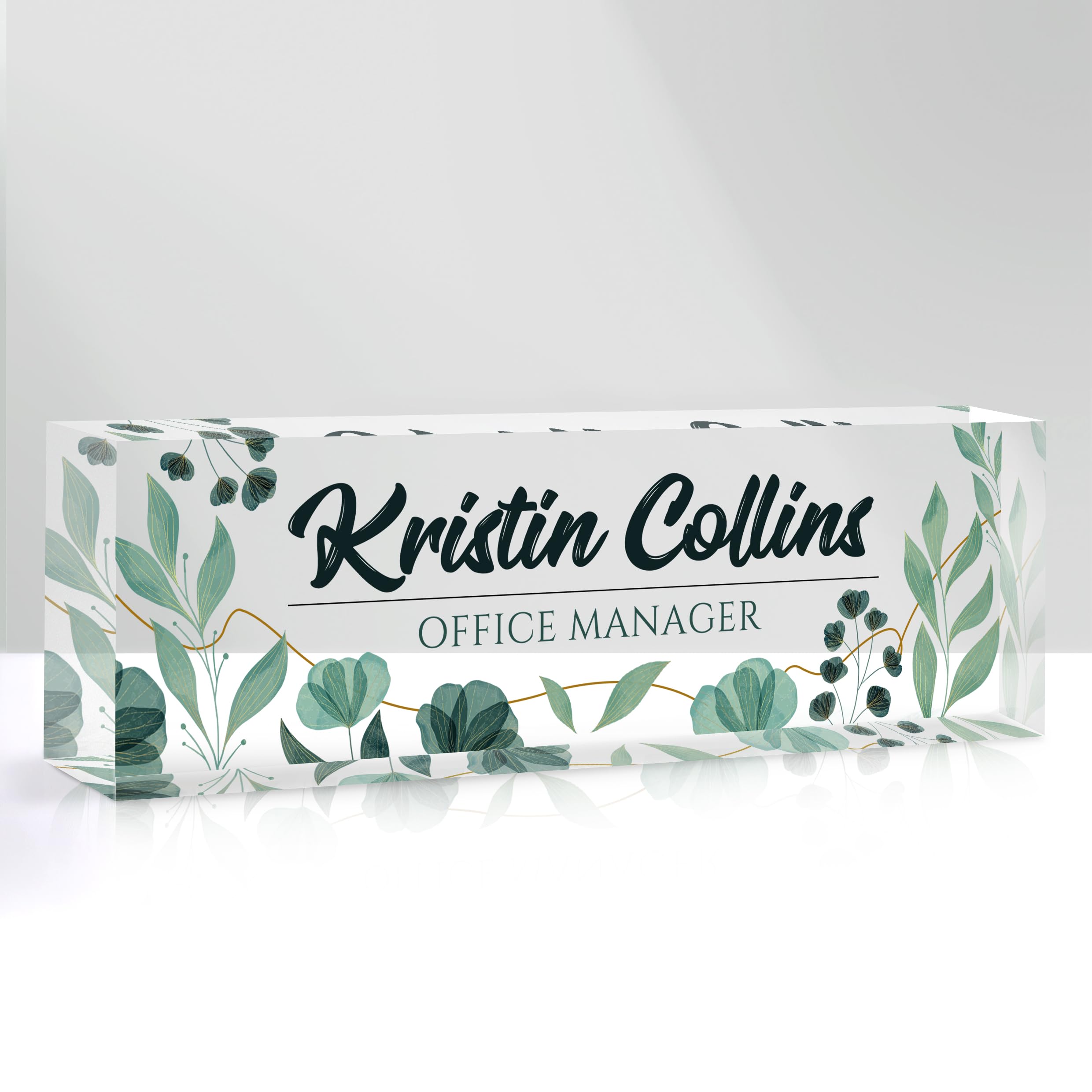 Custom Name Plate for Desk, Personalized Desk Name Plate on Clear Acrylic Glass, Appreciation Gifts for Teacher Employee Boss Coworkers Nurse, Office