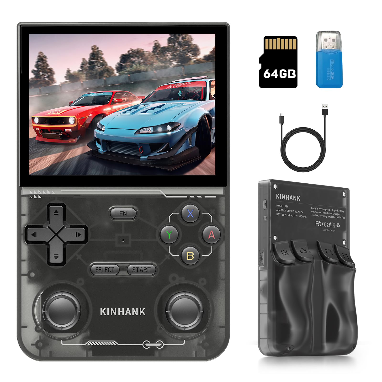 kinhank K36 Retro Handheld Game Console, Supports 9000+ Games