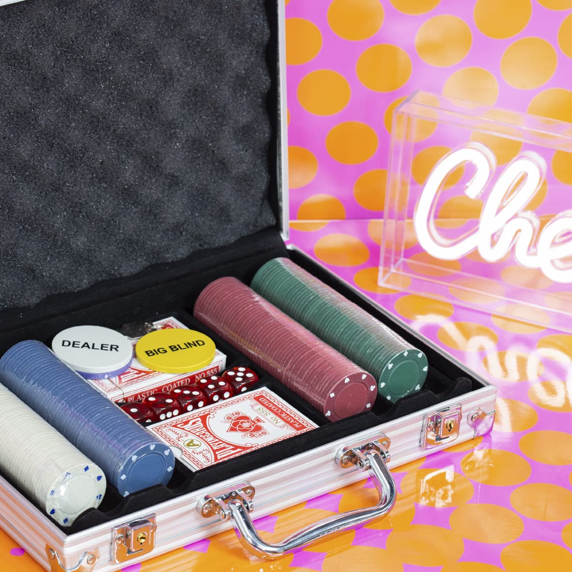 Global Gizmos Poker Set Chips Dados Tarjetas en Caso de Aluminio (200 Unidades)