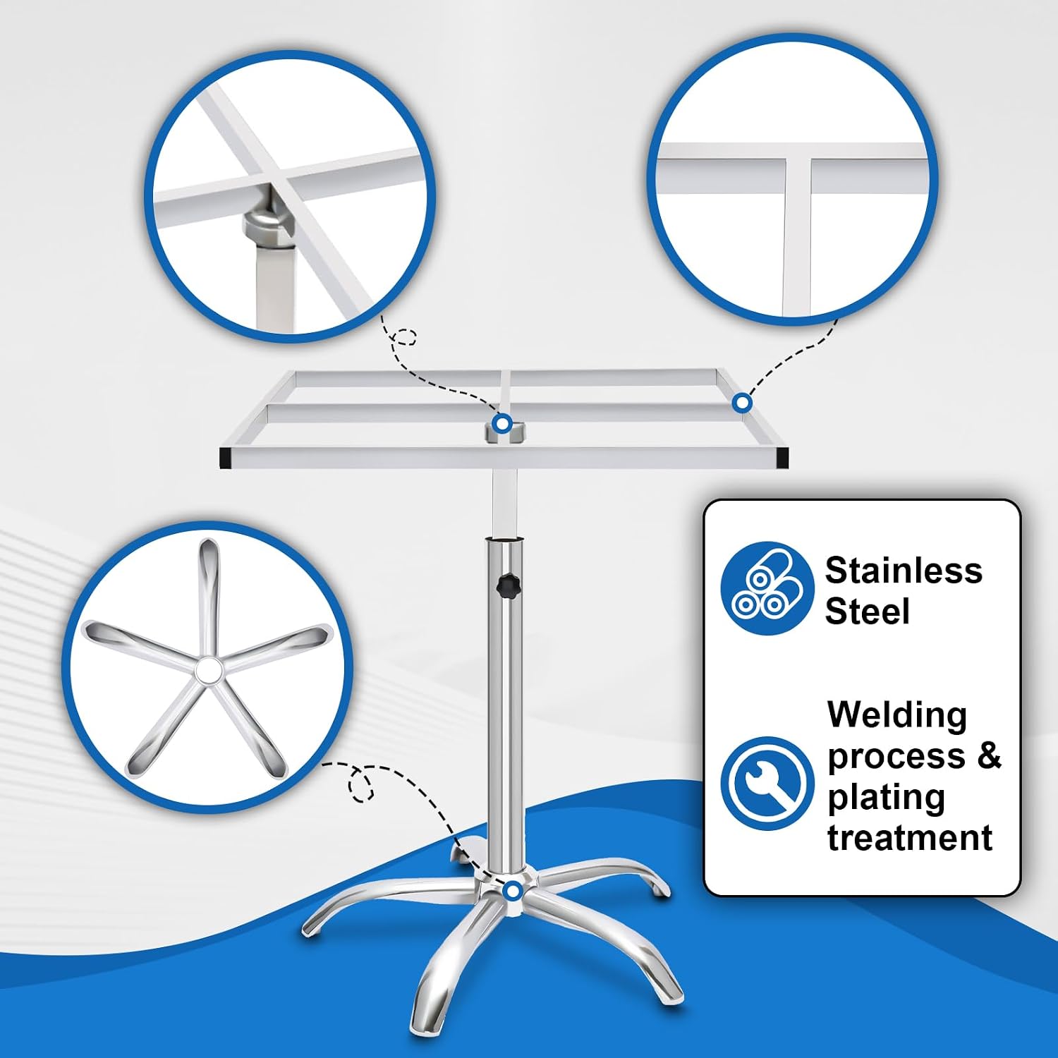 360° Rotating Paint Rack Stainless Steel Spray Paint Stand 19.69-35.43in Liftable Spray Painting Platform for Spray Painting, 55lbs Load Capacity