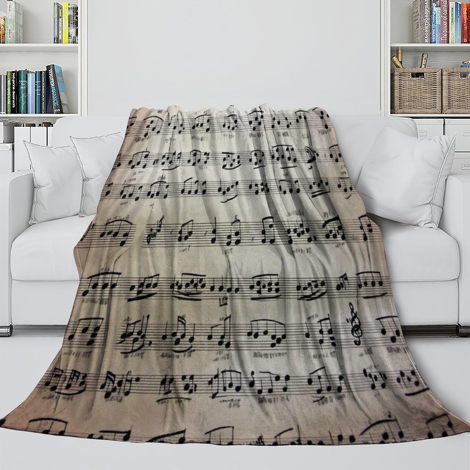 stampa 3D Musical notation coperta da riposo microfibra biancheria da letto morbida plaid da riposo caldo e traspirante lavabile in lavatrice per relax Classical sheet music 80×90inch(200x230cm)