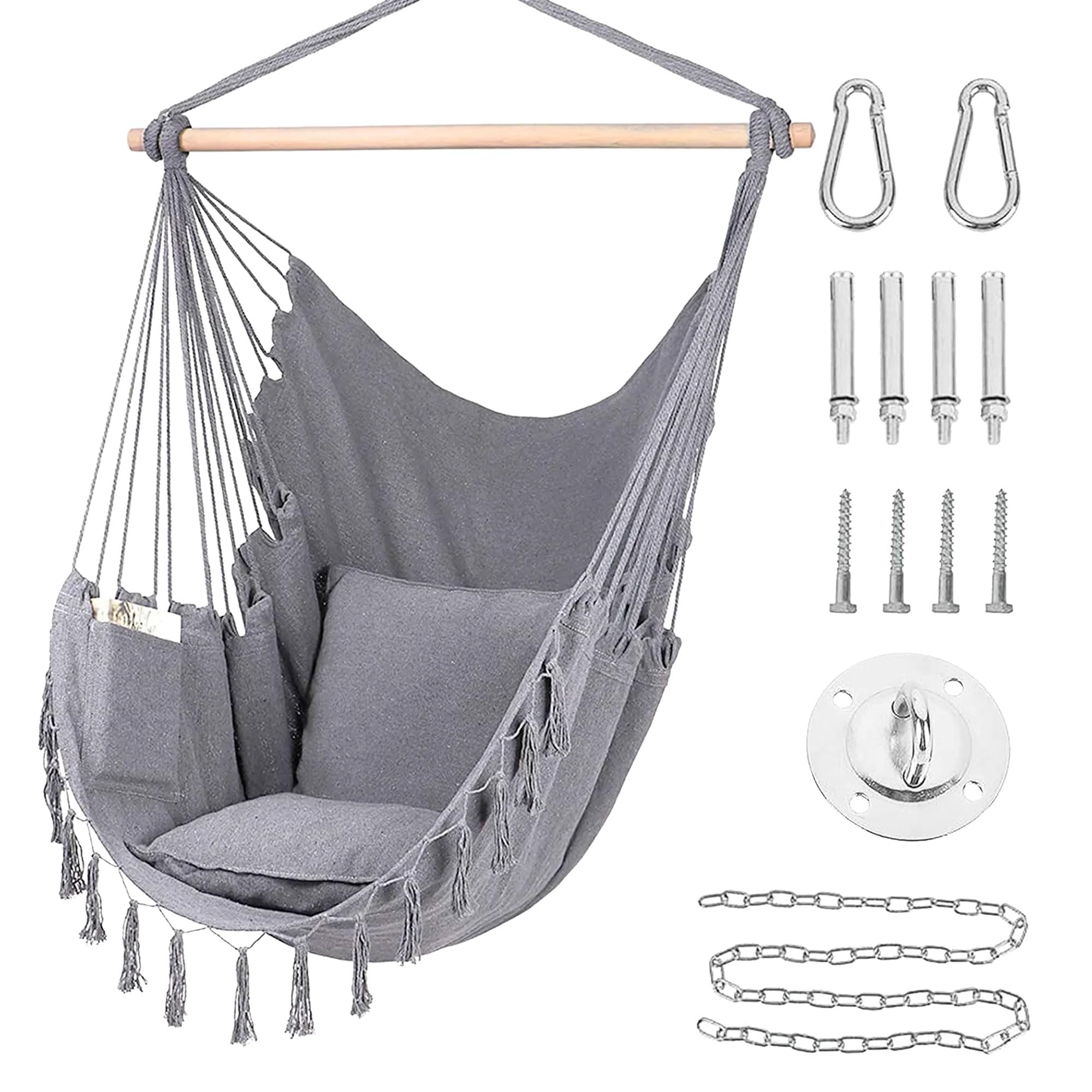 Project One Hanging Rope Hammock Chair, Hanging Rope Swing Seat with 2