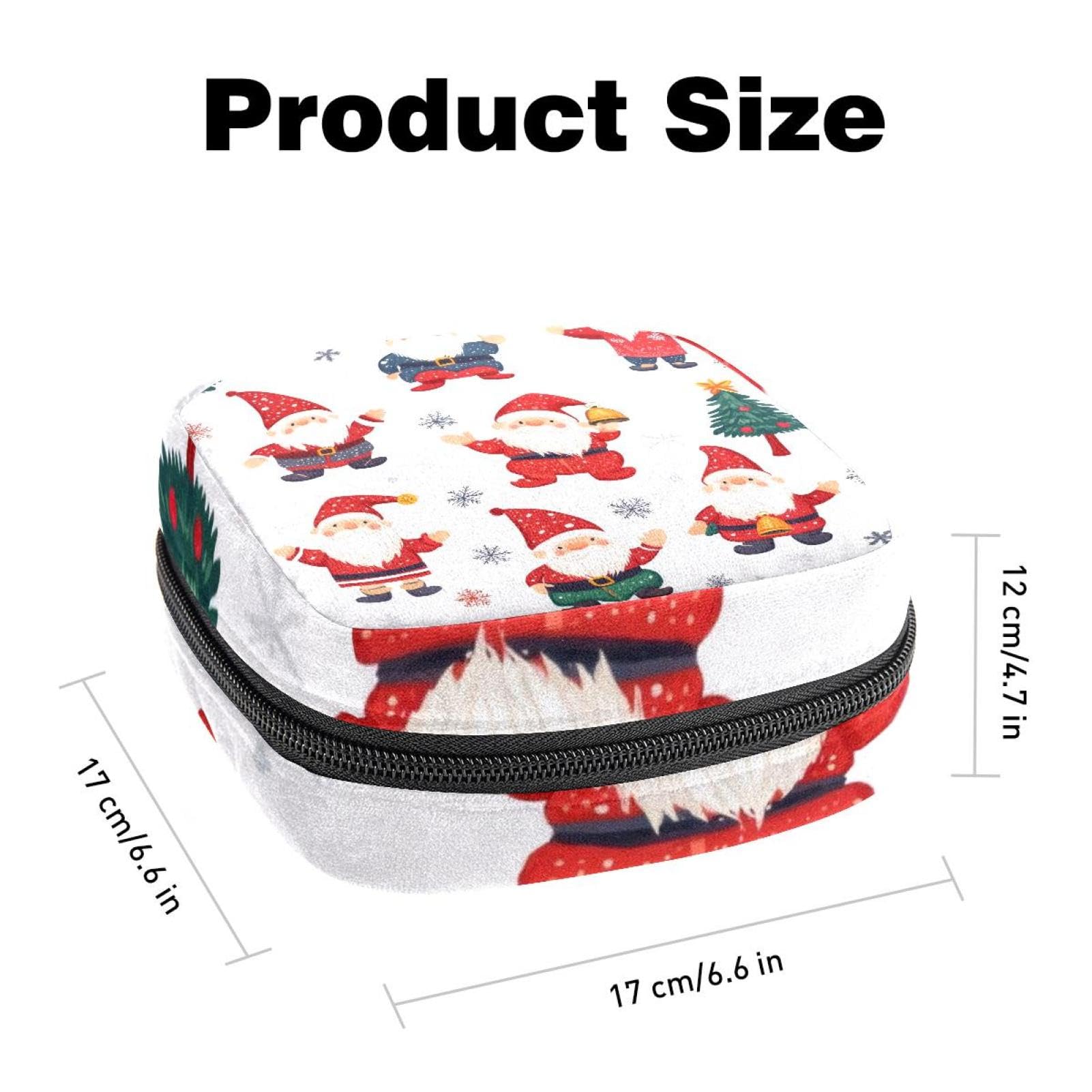 Sanitary Napkin Storage Bag for Feminine Pads, First Period Kit for Women, Cute Christmas Gnomes Bell Tree Snowflake Portable Menstrual Period Sanitary Pouch