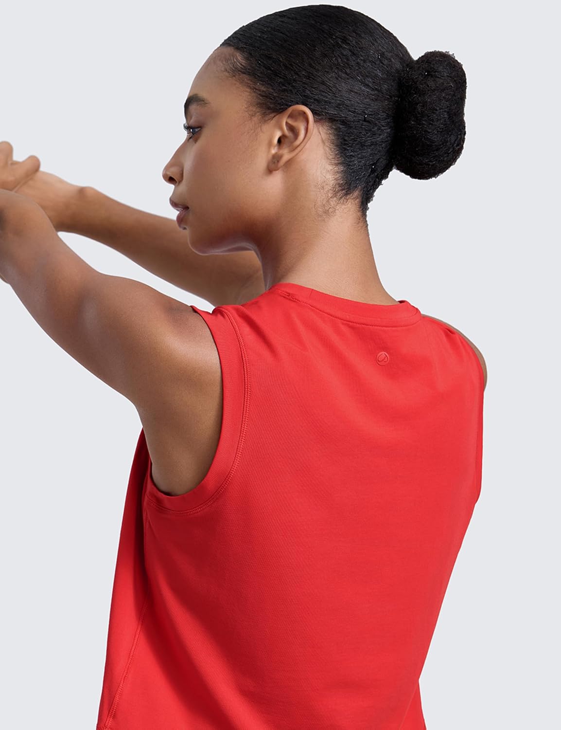 CRZ YOGA Cotton-Blend Workout Muscle Tank for Women Breathable Quick Dry High Neck Athletic Tops Casual Sleeveless Shirts - Image 4