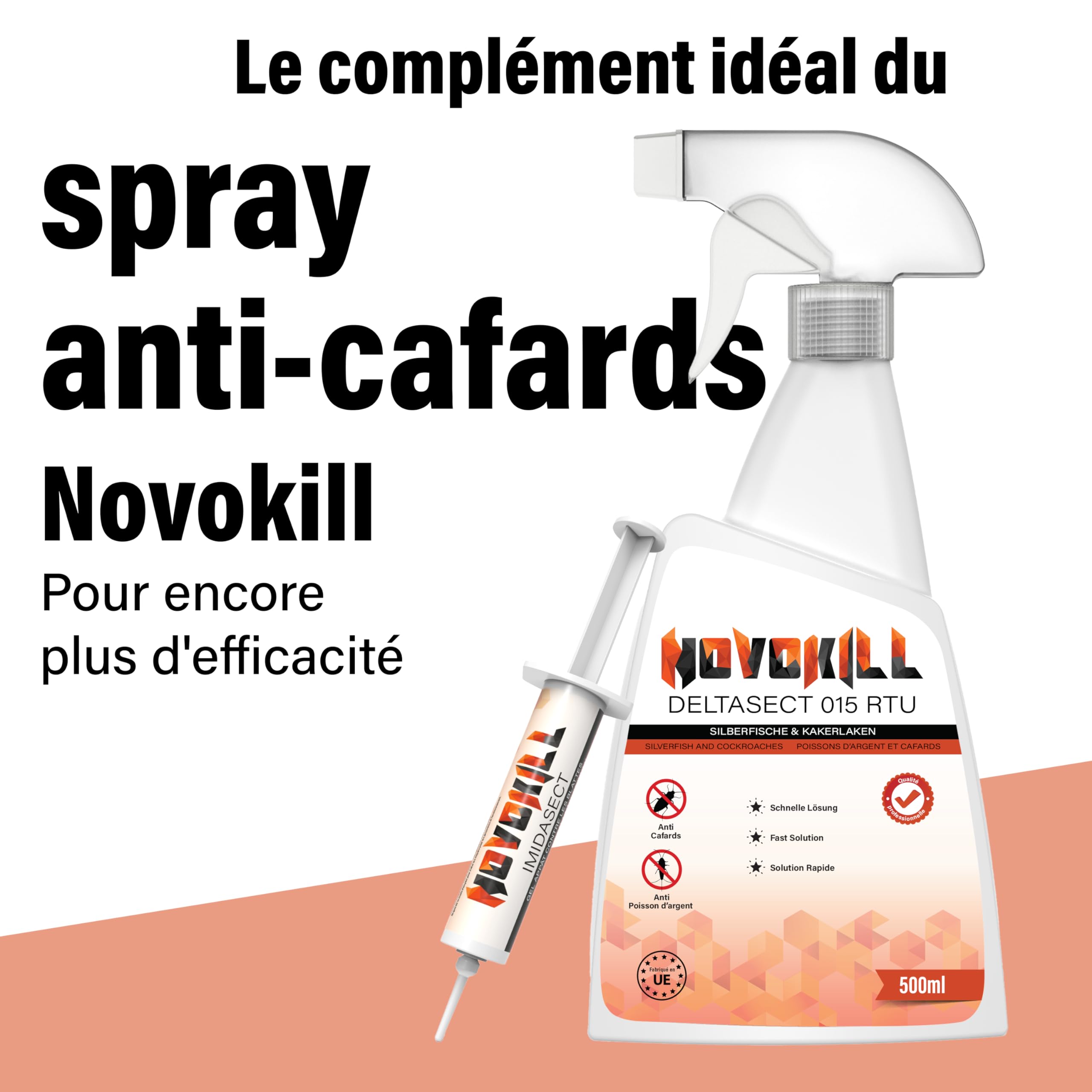 Novokill Gel Anti-Cafards | Produit Puissant Contre Blattes | Solution Professionnelle | 2 Seringues de 10g