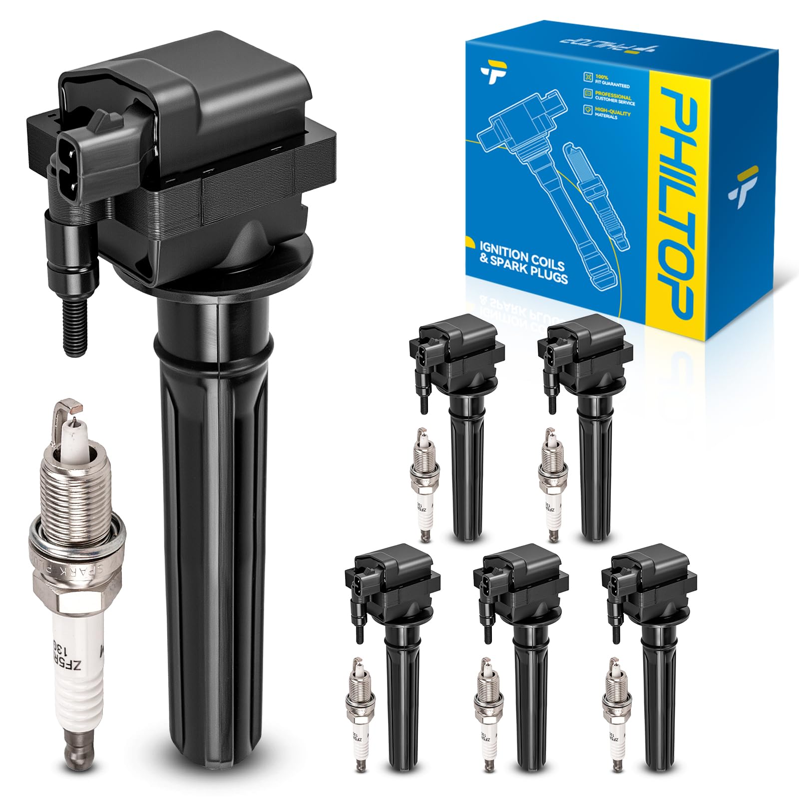 PHILTOP UF269 Ignition Coil Pack and Spark Plug Kit Fit for Chrysler 300