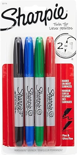 Miniatura 3 de Sharpie 32174PP Marcador permanente de doble punta, punta finaultra fina, 4ST, asistencia.