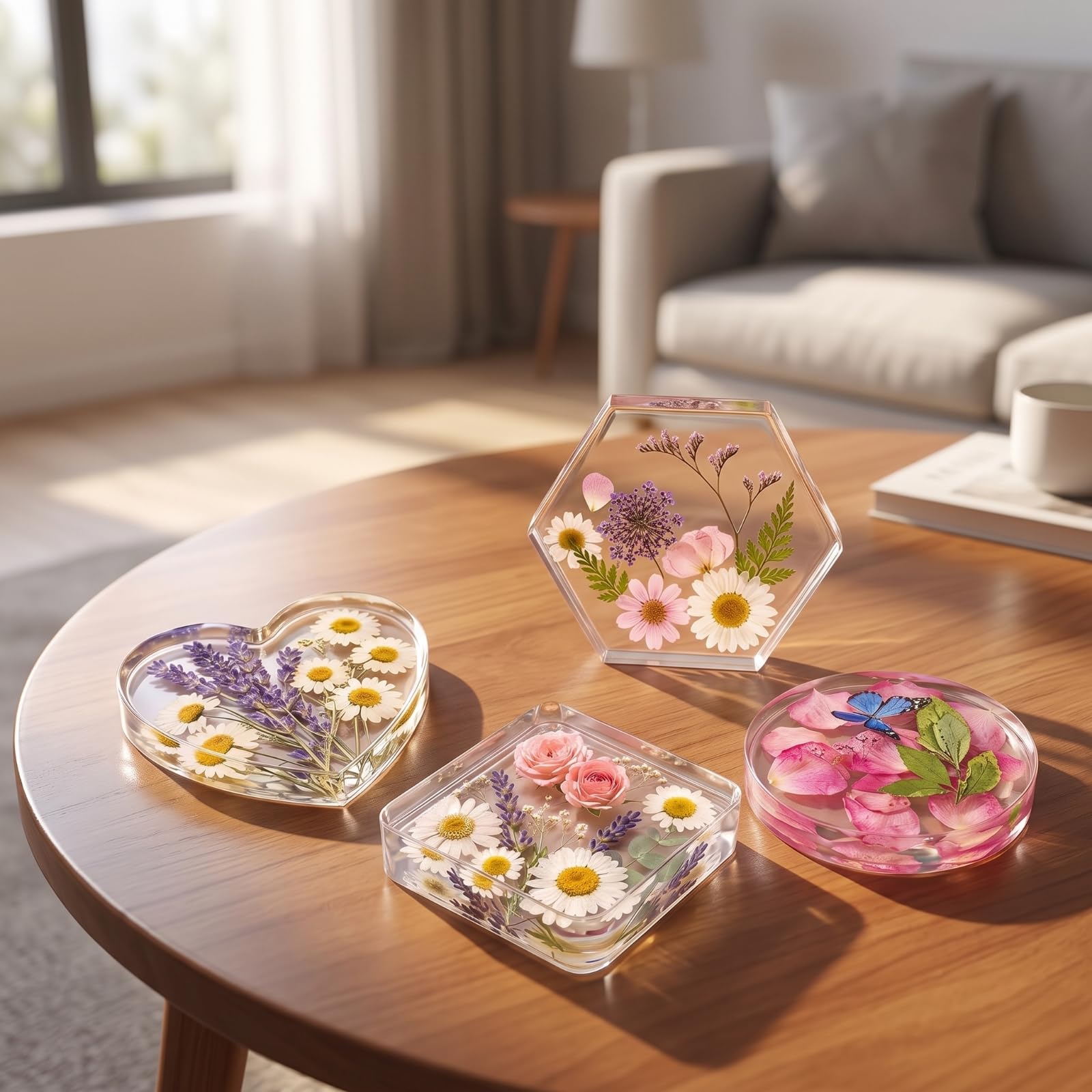 Molde de Resina Molde para Posavasos Molde para Bandejas Molde Decorativo con Cavidades Profundas y Esquinas con Orificio para y Almacenaje Adecuado