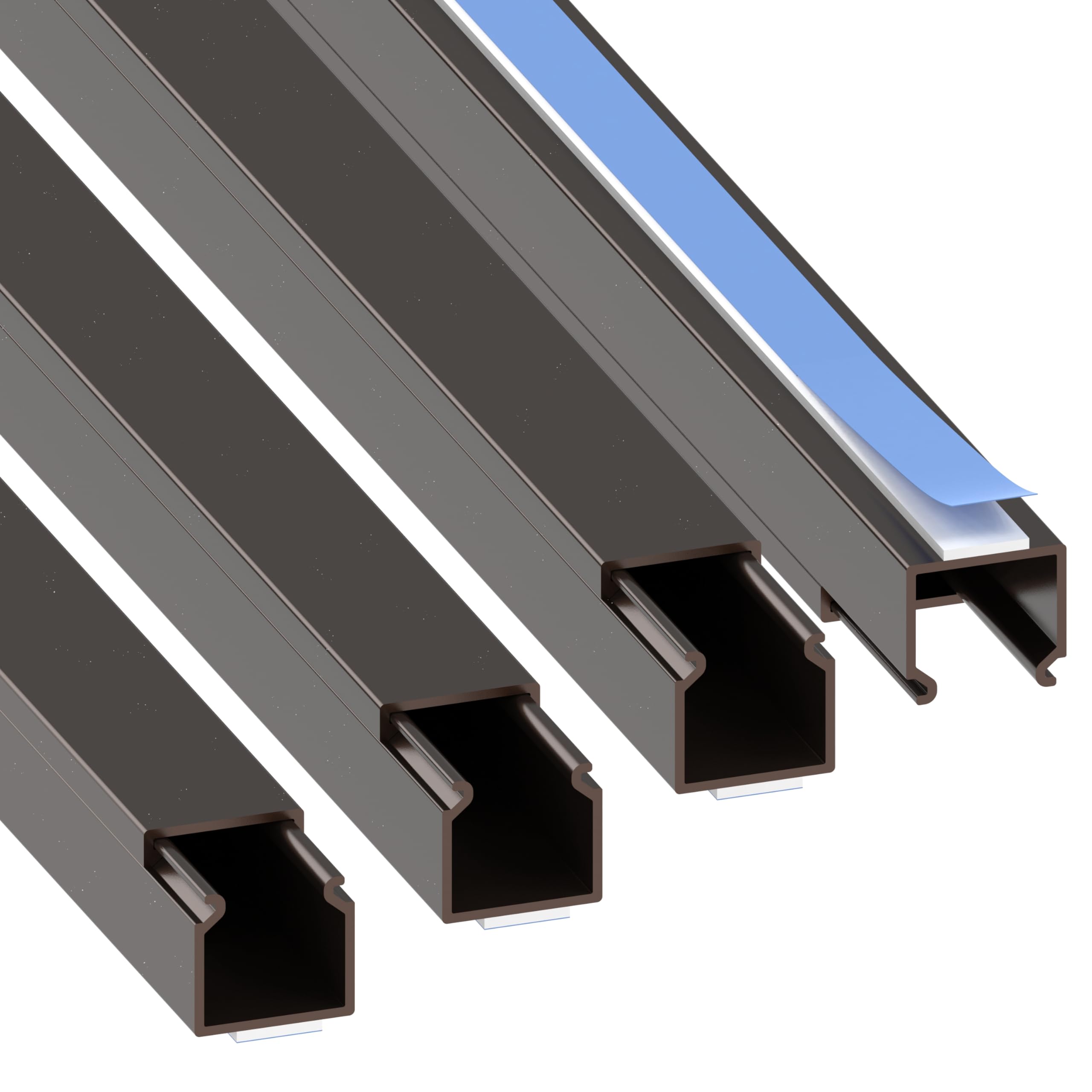 Habengut | Cable duct (self-adhesive) 15x15 mm, PVC, Length 4 m (4 x 1 m), Bronze