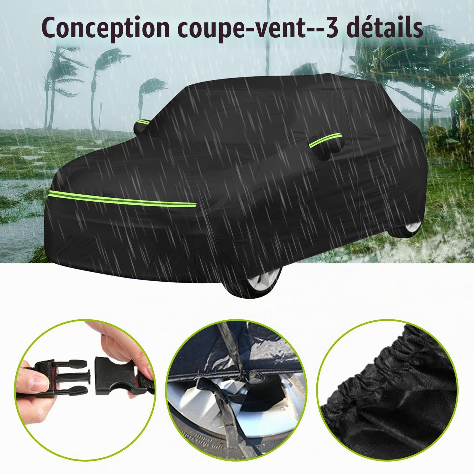 Couverture de Voiture Remplacement pour Kia Picanto 2003-2024, Bâche de Voiture Garage de Complet étanche Garage Complet Bandes Réfléchissantes PE